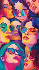Obraz premium Colorful illustration of a group of women.