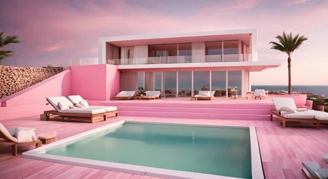 Pink Perfection, A Beach with a Dreamy Pool