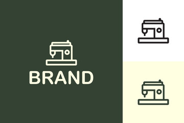 Minimalist Sewing Machine Outline Logo Vector