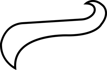 Swoosh and swoop underline typography tail shape in line style. Brush drawn curved smear. Hand drawn curly swish, swash, squiggle, twiddle. vector calligraphy doodle swirl on transparent background.
