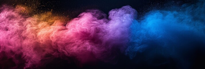 Obraz na płótnie Canvas Colorful smoke clouds on black.