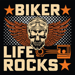 Biker Life Rocks Bike Retro Vintage Motorcycle T-Shirt Design Biker Riding