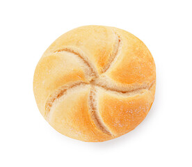 Delicious kaiser roll on white background