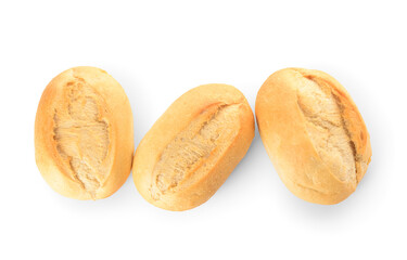 Fresh delicious buns on white background