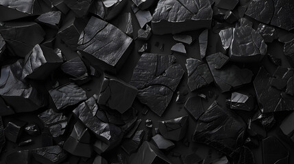 Picture of a pile of charcoal that uses mainly black tones - obrazy, fototapety, plakaty