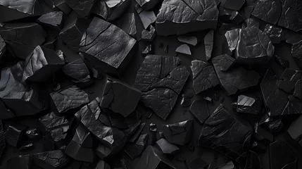 Foto op Plexiglas Picture of a pile of charcoal that uses mainly black tones © Afpongsakon