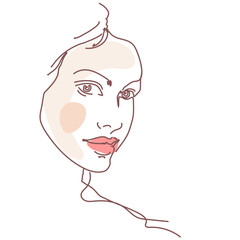 line faces, couple man and woman. vector illustration. Modern single line art