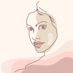 line faces, couple man and woman. vector illustration. Modern single line art