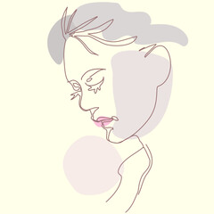 line faces, couple man and woman. vector illustration. Modern single line art