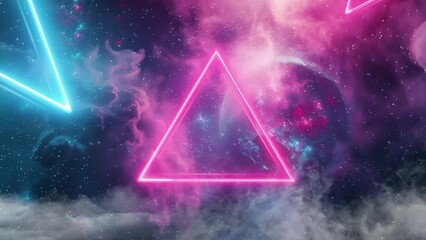 triangle neon loop. this clip is a neon go through. seamless looping overlay 4k virtual video animation background - Powered by Adobe