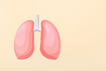 Paper lungs on beige background