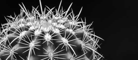 Serene Cactus Plant with Elegant White Spines and Thorns in Sunlight