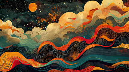 funky and whimsical background illustrations