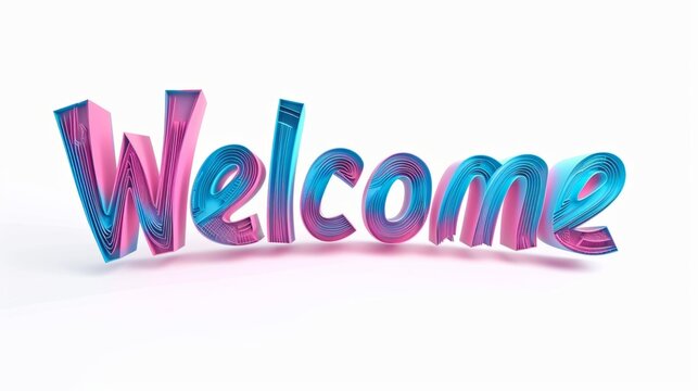 The word Welcome isolated on white background made in Futuristic Typography style. Decorative lettering of a word Welcome. Creative postcard. Ai Generated Digital art poster.