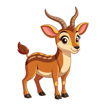 Vector Illustration of a Cartoon Cute Antelope