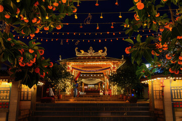 Vibrant Ugadi decorations light up a Hindu temple