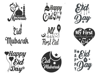 Eid Al Fitr Typography Bundle, Eid Day, My First Eid, Eid Mubarak, Islamic Typography Bundle, Eid Al Fitr, Islamic calligraphy Bundle, Calligraphy Design, Logo Design, Graphic Design, Vector Design