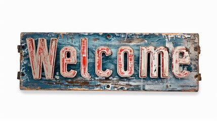 The word Welcome isolated on white background made in Vintage Typography style. Decorative lettering of a word Welcome. Creative postcard. Ai Generated Digital art poster.