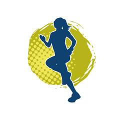 Silhouette of a sporty woman in running pose. Silhouette of a female run pose.