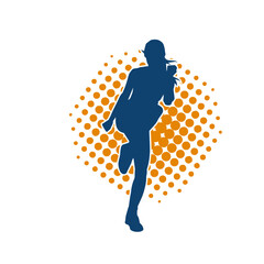 Silhouette of slim female doing exercise. Silhouette of a sporty woman doing gym workout pose. 