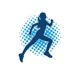 Silhouette of a sporty woman in running pose. Silhouette of a female run pose.