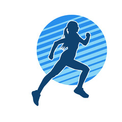 Silhouette of a sporty woman in running pose. Silhouette of a female run pose.