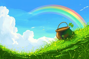 Magical Pot of Gold at Rainbow's End
