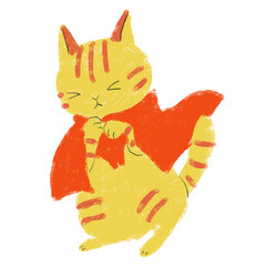 寒さに耐える茶トラ猫