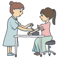 病院で注射をする女性