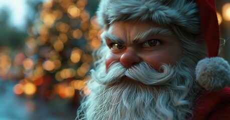 Portrait of an angry Santa Claus. Created with Generative AI.