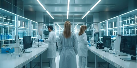 Medical researchers in a hightech lab conducting experiments and advancing healthcare. Concept Healthcare Innovations, Biomedical Science, Laboratory Research, Cutting-Edge Technology