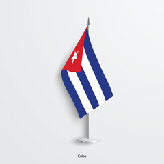 Cuba table flag icon isolated on light grey background. Cuba desk flag on barely white background.