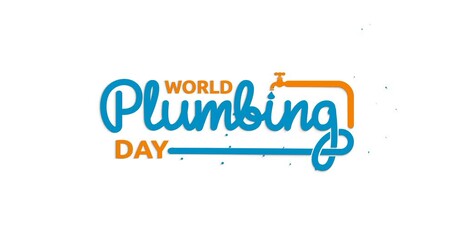World Plumbing Day text animation. Handwritten calligraphy typography animated with alpha channel. Great for spreading awareness of the importance of plumbing in protecting public health.
