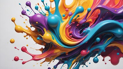 Colorful paint splashes isolated on white background - obrazy, fototapety, plakaty