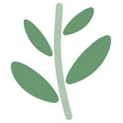 Green Flower Branch Straight with leaves