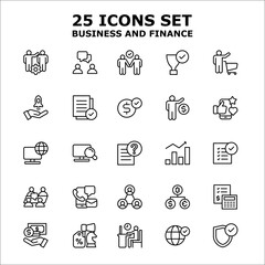 25 OUTLINE ICONS SET, BUSINESS AND FINANCE