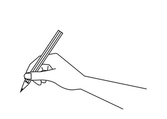 鉛筆を持つ手　線画イラスト