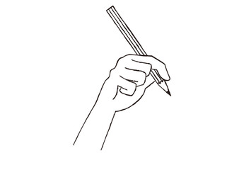鉛筆を持つ手　手描きペン画風イラスト