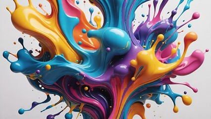 Colorful paint splashes isolated on white background