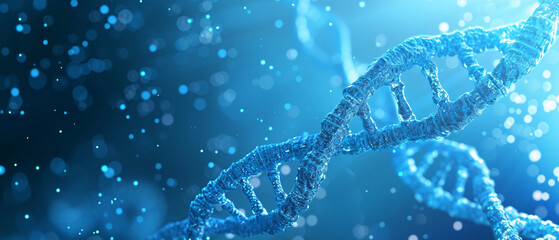 A blue DNA genome poster with copy space.