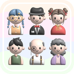 set of 3D family people