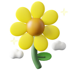 3D Icon Sunflower Illustration
