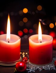 Obraz na płótnie Canvas christmas candles on red background