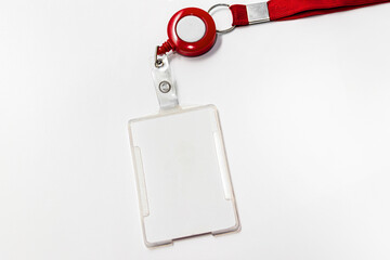 Blank company badge with Red lanyard