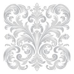 damask silver light color element oriental vector on PNG transparency background