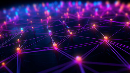 Futuristic Neon Digital Network: Innovative Cyber Connectivity Visualization