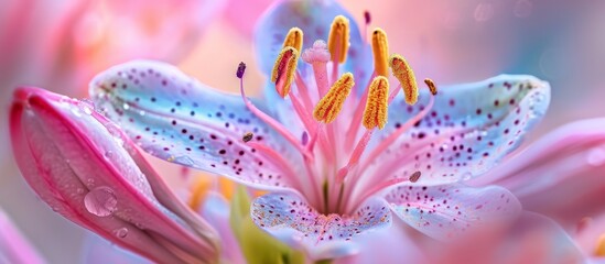 Tender Beauty: Close Up of a Delicate Pink Lily Flower in Full Bloom