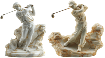 Marble statue of a golfer in action