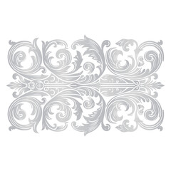 Fototapeta na wymiar damask silver light color element oriental vector on PNG transparency background