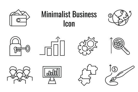 minimalist business icons in line style